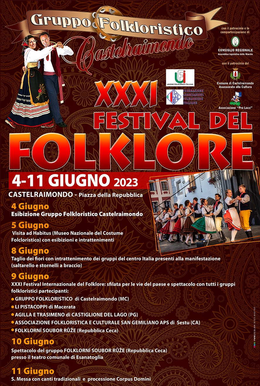 Locandina festival del folklore catelraimondo 2023 - Li Pistacoppi